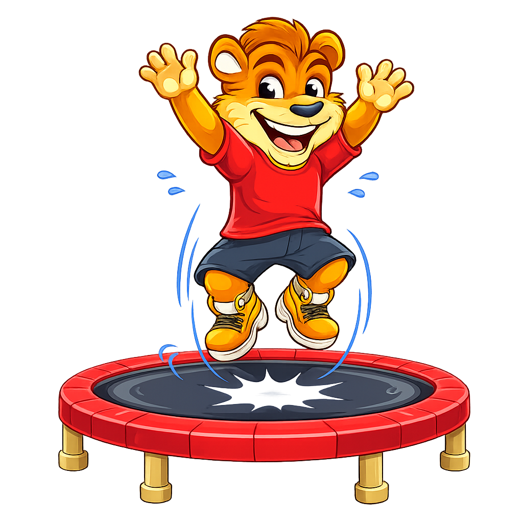 Ours sautant joyeusement sur un trampoline